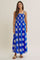 Cobalt Printed Square Neck Smocked Maxi Dress