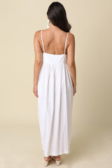 Off White Linen Blend Sleeveless Maxi Dress