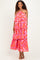 Red Floral Flowy Tiered Maxi Dress