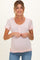Light Pink Ruffle Trim Pointelle Knit Maternity Henley Top