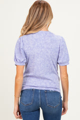 Lavender Ribbed Knit Puff Sleeve Maternity Top
