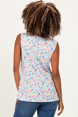 Ivory Floral Ribbed Crewneck Maternity Tank