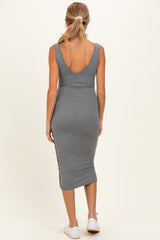 Heather Grey Notch Neckline Maternity Tank Dress