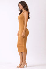 Camel Notch Neckline Tank Dress