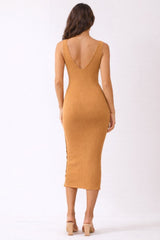 Camel Notch Neckline Tank Dress
