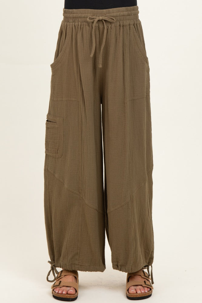 Olive Tie Hem Maternity Pants