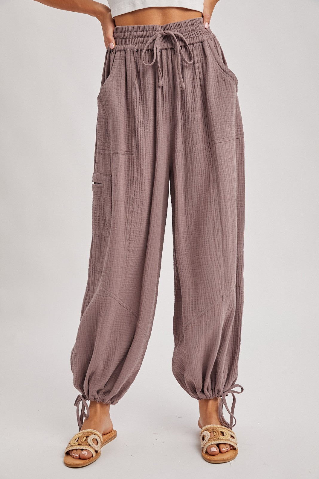 Mushroom Tie Hem Pants