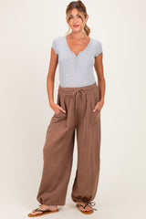 Latte Tie Hem Maternity Pants