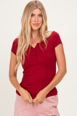 Merlot Short Sleeve Maternity Henley Top
