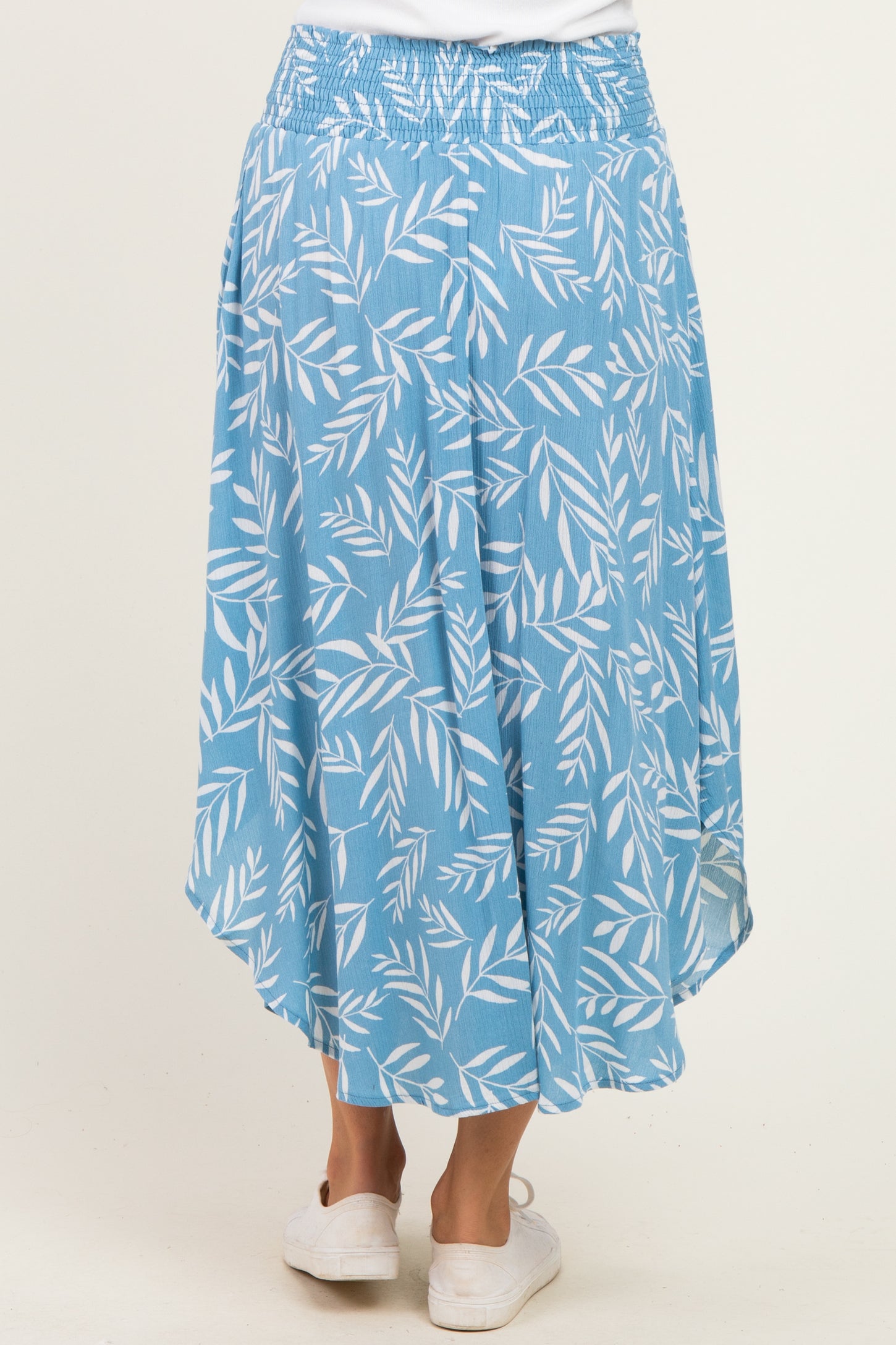 Light Blue Printed Smocked Waistband Skirt