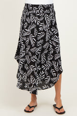 Black Printed Smocked Waistband Maternity Skirt