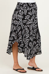 Black Printed Smocked Waistband Maternity Skirt