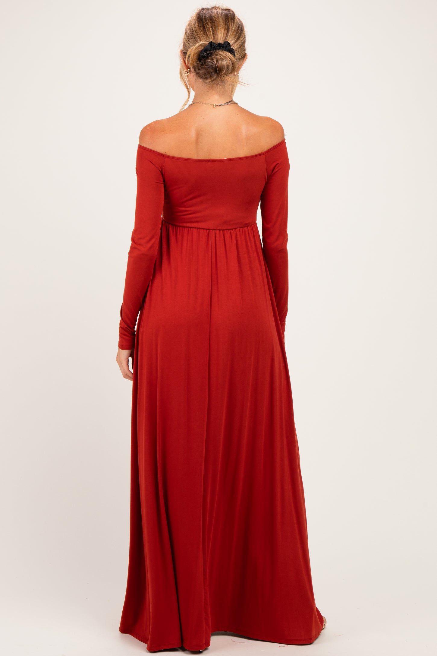 PinkBlush Rust Off Shoulder Maternity Maxi Dress