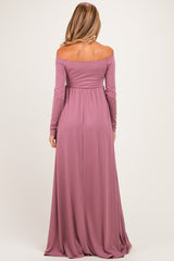 PinkBlush Mauve Off Shoulder Maternity Maxi Dress