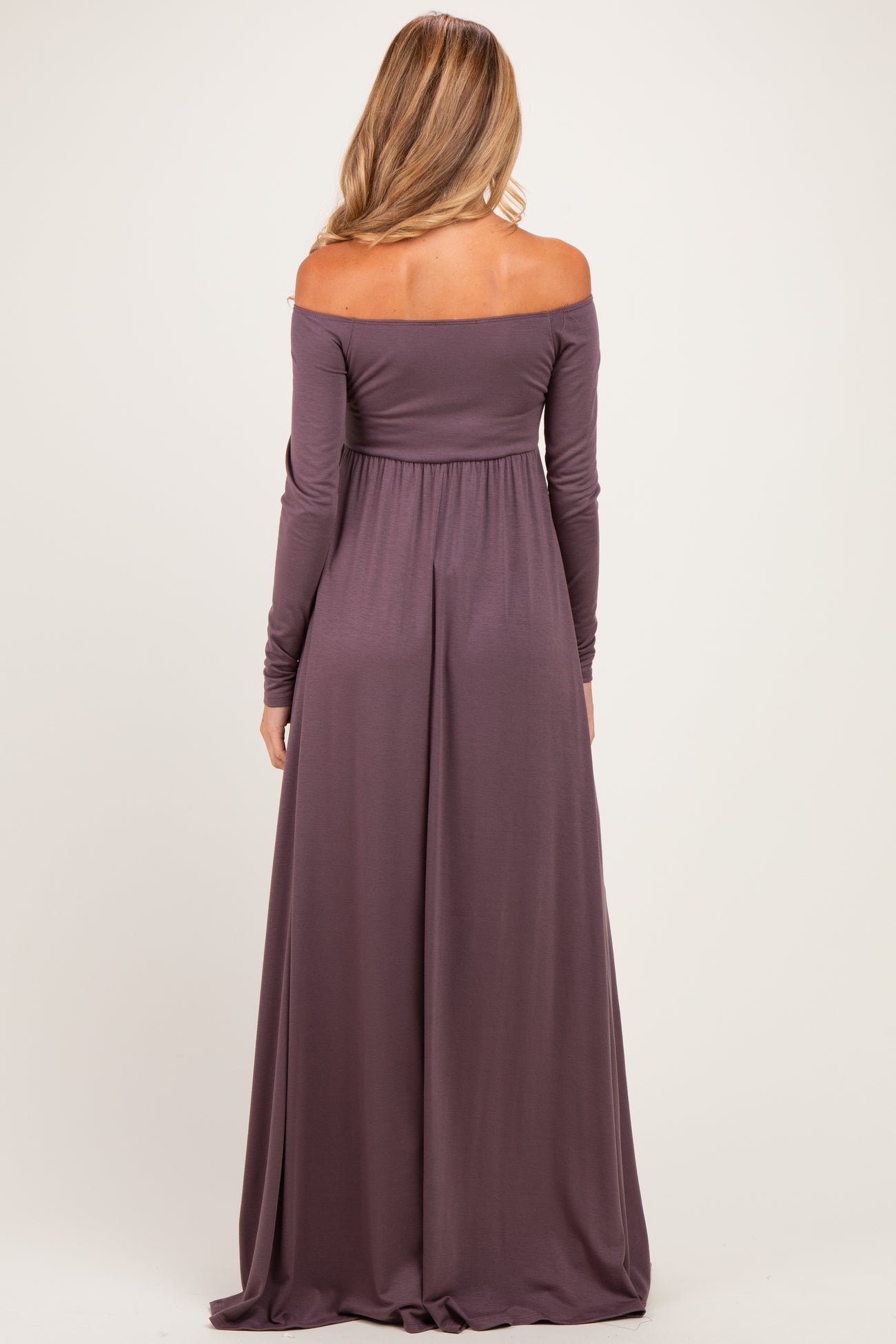 PinkBlush Purple Off Shoulder Maternity Maxi Dress