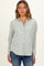 Sage Oversized Striped Button Down Long Sleeve Maternity Shirt
