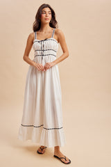 Off-White Lace Ribbon Detail Maxi Dress