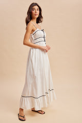 Off-White Lace Ribbon Detail Maxi Dress