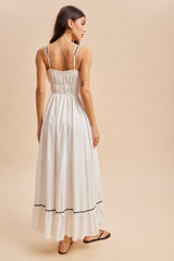 Off-White Lace Ribbon Detail Maxi Dress
