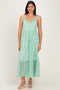 Mint Green Floral Ruffle Strap Button Down Dress