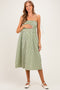 Olive Gingham Smocked Maternity Midi Dress