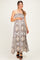 Charcoal Damask Print Strapless Smocked Maternity Midi Dress