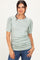Sage Floral Short Sleeve Ribbed Top