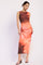 Coral Multi Tie Dye Mesh Maxi Dress With Side Ruching