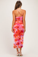 Multi Floral One Shoulder Ruched Maternity Dress