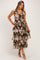 Brown Floral Sleeveless Flounce Tiered Maternity Maxi Dress