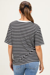 Black Ivory Stripe Relaxed Fit Maternity Tee