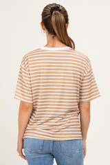 Tan Ivory Stripe Relaxed Fit Maternity Tee