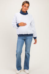 Grey Colorblock Cowl Neck Maternity Sweatshirt