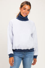 Grey Colorblock Cowl Neck Maternity Sweatshirt