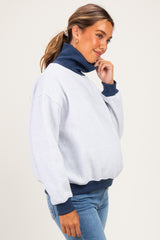 Grey Colorblock Cowl Neck Maternity Sweatshirt