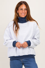 Grey Colorblock Cowl Neck Maternity Sweatshirt