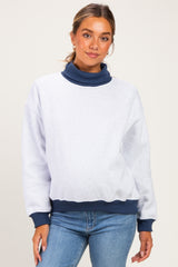 Grey Colorblock Cowl Neck Maternity Sweatshirt