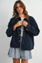 Navy Corduroy Contrast Collar Utility Jacket