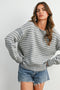 Grey Striped Crewneck Sweater