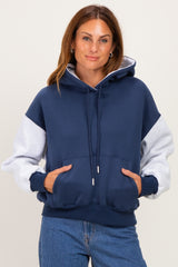 Navy Colorblock Pullover Hoodie