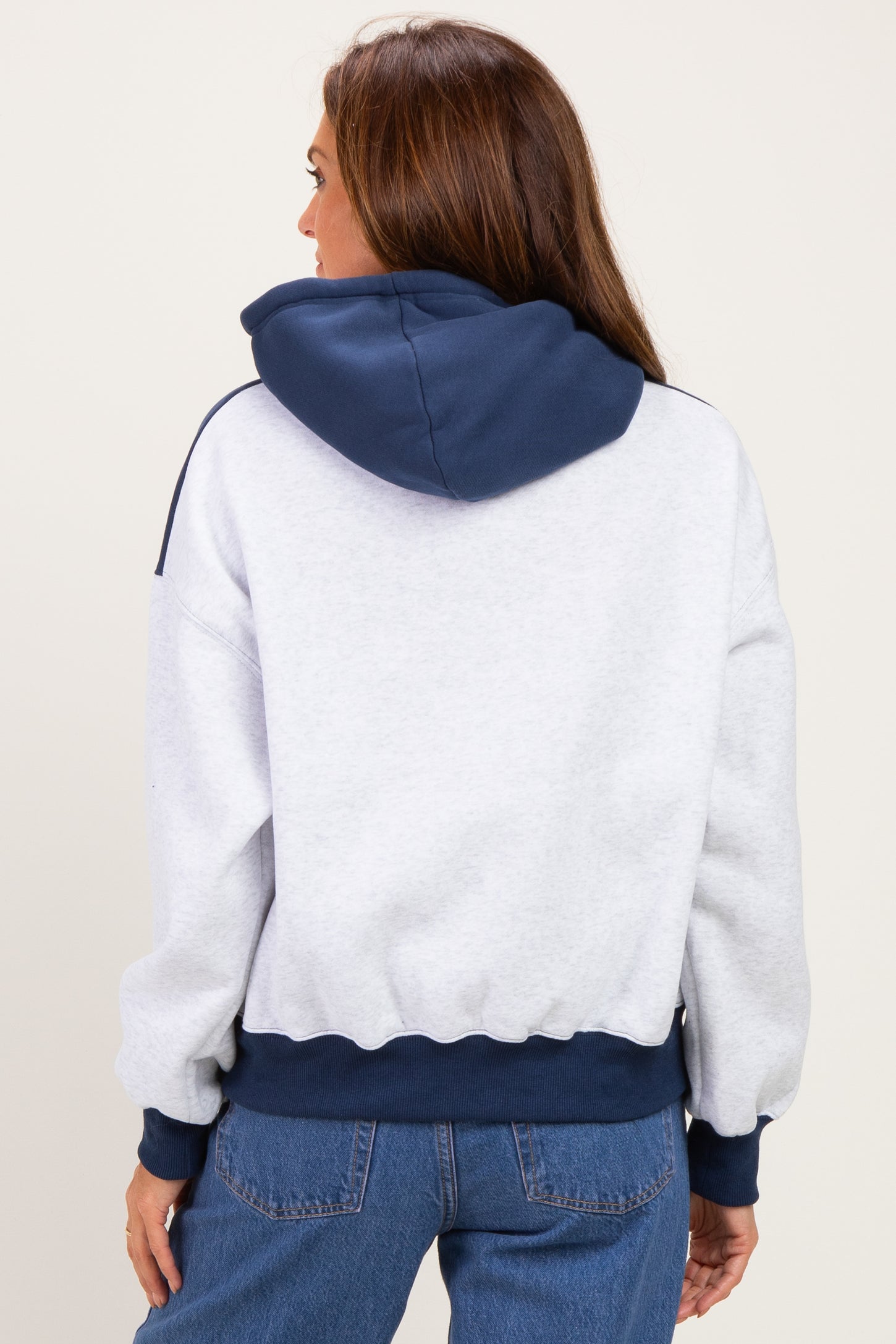 Navy Colorblock Pullover Hoodie