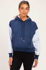 Navy Colorblock Maternity Pullover Hoodie