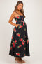 Black Floral Thin Strap Maternity Midi Dress