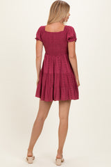 Dried Rose Smocked Eyelet Lace Mini Dress