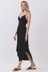 Black Solid V-Neck Cami Dress