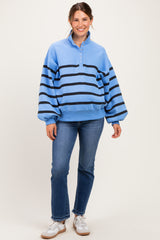 Blue Striped Snap Button Maternity Pullover