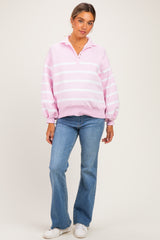 Light Pink Striped Snap Button Maternity Pullover