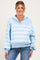 Light Blue Striped Snap Button Maternity Pullover