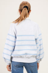 Heather Grey Striped Snap Button Maternity Pullover