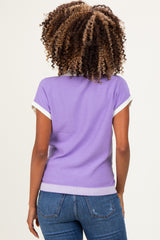 Lavender Stripe Trim Maternity Collared Top